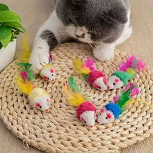 Juguete Ratón con Plumas Set x5